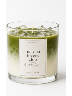 Matcha Kokulu Soya Mum 230 gr - Dekoratif Cam Mum, Uzun Yanma Süreli Ev Kokusu
