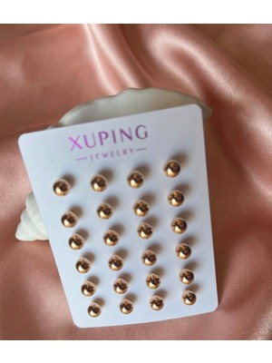 Xp Xuping Xuping Vip Çelik Lazer Kesim Top Küpe Seti - Antialerjik Klasik Top Model Küpe