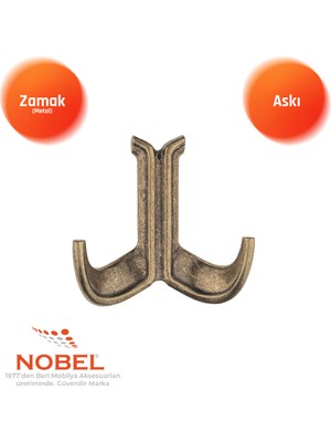 Nobel Marmaris Lüks Askı, Metal, Vestiyer Askı, 85 Gr, Dolap Askılık, Duvar Askılığı, Antik Sarı (Vidalı)