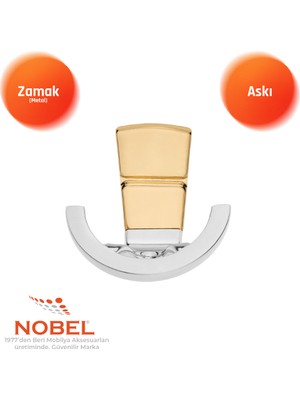 Nobel Tivist Lüks Askı, Metal, Vestiyer Askı, 123 Gr, Dolap Askılık, Duvar Askılığı, Krom Altın (Vidalı)