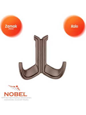 Nobel Marmaris Lüks Askı, Metal, Vestiyer Askı, 85 Gr, Dolap Askılık, Duvar Askılığı, Bronz (Vidalı)