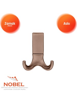 Nobel Best Lüks Askı, Metal, Vestiyer Askı, 121 Gr, Dolap Askılık, Duvar Askılığı, Bronz (Vidalı)
