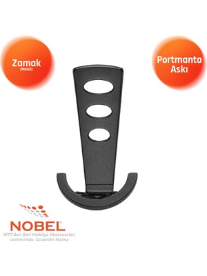 Nobel Bemol Lüks Portmanto Askı, Metal, Vestiyer Askı, 185 Gr, Dolap Askılık, Duvar Askılığı, Mat Siyah (Vidalı)