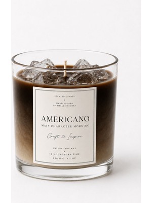 Craftto Americano Kahve Kokulu Soya Mum 230 gr - Dekoratif Cam Mum, Ev Kokusu, Uzun Yanma Süreli
