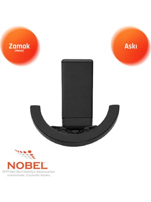 Nobel Palmiye Lüks Askı, Metal, Vestiyer Askı, 120 Gr, Dolap Askılık, Duvar Askılığı, Mat Siyah (Vidalı)