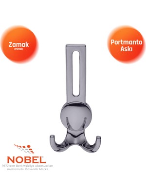 Nobel Solo Lüks Portmanto Askı, Metal, Vestiyer Askı, 210 Gr, Dolap Askılık, Duvar Askılığı, Füme (Vidalı)