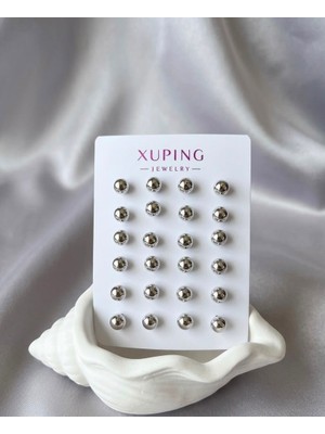 Xp Xuping Xuping Vip Çelik Lazer Kesim Top Küpe Seti - Antialerjik Klasik Top Model Küpe