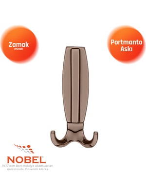 Nobel Best Lüks Portmanto Askı, Metal, Vestiyer Askı, 230 Gr, Dolap Askılık, Duvar Askılığı, Bronz (Vidalı)