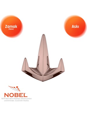 Nobel Datça Lüks Askı, Metal, Vestiyer Askı, 128 Gr, Dolap Askılık, Duvar Askılığı, Bronz (Vidalı)