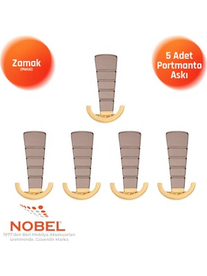 Nobel Tivist Lüks Portmanto Askı, Metal, Vestiyer Askı, 200 Gr, Dolap Askılık, Duvar Askılığı, Altın Bronz (Vidalı)5 Adet