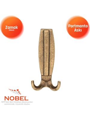 Nobel Best Lüks Portmanto Askı, Metal, Vestiyer Askı, 230 Gr, Dolap Askılık, Duvar Askılığı, Antik Sarı (Vidalı)