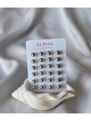 Xp Xuping Xuping Çelik Gümüş Renk Minimal Top Küpe Antialerjik Klasik Yuvarlak Top Küpe