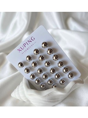 Xp Xuping Xuping Klasik Minimalist Top Küpe 2 Renk Seçenekli Parlak Küpe Seti