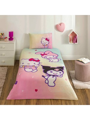 Taç Lisanslı Hello Kitty & Friends Pamuk Tek Kişilik Nevresim Takımı