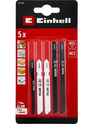 Einhell Ahşap ve Metal Için T-Saplı Dekupaj Testere Bıçağı Seti, Ince - Kaba, 5 Parça, 75 / 100 mm - 49571431