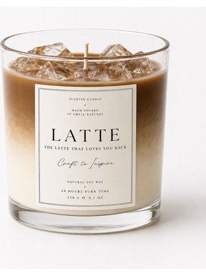 Craftto Latte Kokulu Soya Mum 230 gr - Dekoratif Cam Mum, Ev Kokusu, Uzun Yanma Süreli