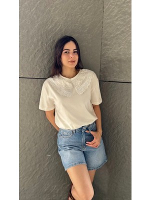 Leilaa Bebe Yaka Işlemeli T-Shirt