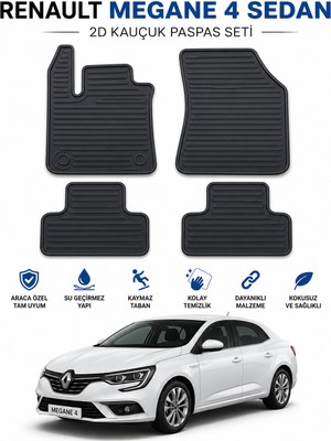 Black Gold Renault Megane 4 Sedan Uyumlu 2d Tpe Kauçuk Oto Paspas Seti Araca Özel Kaymaz Su Geçirmez 4 Parça