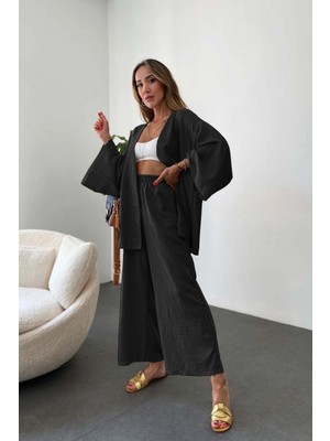 Sacrosa Keten Kadın Salaş Kimono Ikili Takim
