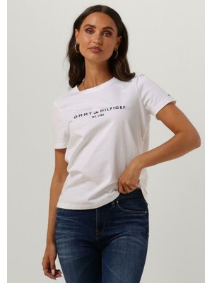 Tommy Hilfiger 1985 Yazı Logo Nakışlı Kadın T-Shirt