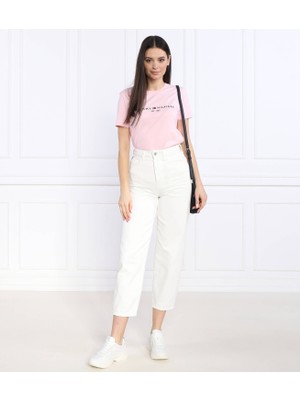 Tommy Hilfiger 1985 Yazı Logo Nakışlı Kadın T-Shirt