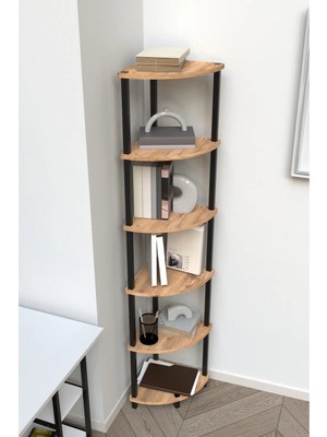The Violett Aura 6 Raflı Kitaplık Dekoratif Çok Amaçlı Düzenleyici Raf Salon Çalışma Odası Raf-Atlantik Çam