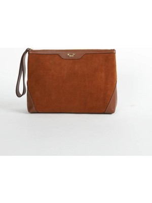 Kuum London K33ZD343K Hakiki Süet Deri Kadın Clutch Çanta