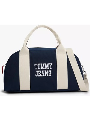 Tommy Hilfiger Erkek Kısa ve Uzun Askı Tommy Jeans Yazı Desen Fermuar Kapama Mavi Spor Çanta AM0AM14224-C1G