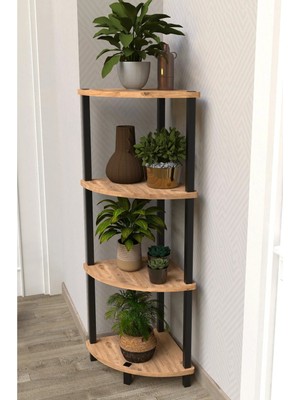 The Violett Flora 4 Raflı Moblen Çiçeklik Saksılık Balkon Bahçe Dekor Raf Stand-Atlantik Çam