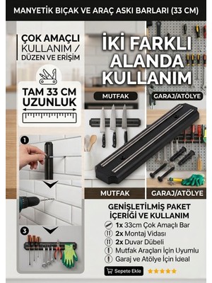 Segy Home Manyetik-Mıknatıslı Bıçak Askısı Bıçak Tutucu Bıçak Organizer / Araç Askı Bar