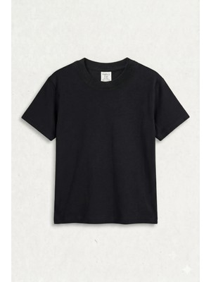 Hafico Erkek / Kız Çocuk Düz Basic T-Shirt %100 Pamuklu Bisiklet Yaka