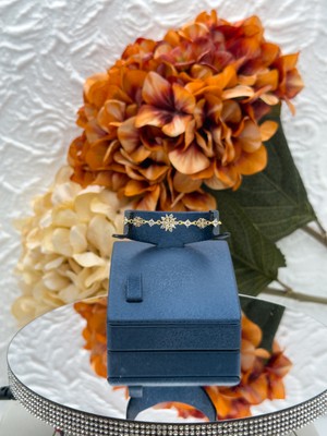 Livora Jewelry 925 Ayar Gümüş Altın Kaplama Zirkon Taşlı Lotus Çiçeği Kadın Bileklik