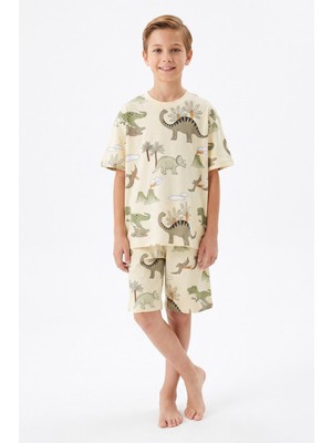Modanino Erkek Çocuk %100 Pamuk Şortlu Pijama Takımı 8-13 Yaş 12715IS
