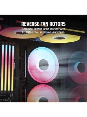 Icue Link LX120-R Rgb 120MM Pwm Ters Fanlar - Üçlü Fan Kiti - Düşük Gürültülü,  Manyetik Kubbe Rulman, Çift Işık Döngüsü,  Quikturn Vidaları, Sıfır Rpm Modu - Siyah