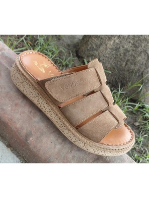Venüs 26322517 Kadın Hakiki Süet Deri Anatomik Ulta Comfort Taban Cırtlı Günlük Premium Terlik