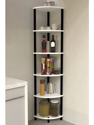 The Violett Gusto 6 Katlı Mutfak Rafı | Çok Amaçlı Mutfak Düzenleyici | Dekoratif Mutfak Raf Ünitesi ve Organizer - Beyaz