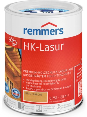 Remmers Hk-Lasur 3in1 Solvent Bazlı Dış Cephe Ahşap Koruyucu Vernik - Abanoz (Siyah) 20 Lt