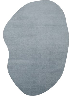 Cool Halı Puffy Mavi Kalın Amorf Yumuşak Peluş Asimetrik Tasarım Oval Giriş Antre Çocuk Yatak Odası Halısı