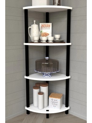 The Violett Gusto 4 Katlı Mutfak Rafı | Çok Amaçlı Mutfak Düzenleyici | Dekoratif Mutfak Raf Ünitesi ve Organizer - Beyaz