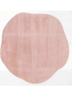Cool Halı Puffy Pembe Kalın Yumuşak Amorf Dalgalı Asimetrik Taş Tasarım Yuvarlak Antre Giyinme Odası Halısı