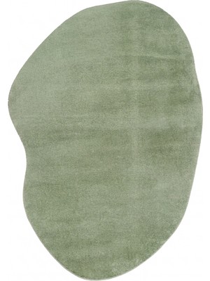 Cool Halı Puffy Yeşil Kalın Yumuşak Amorf Pofuduk Tüylü Minimalist Tasarım Oval Antre Genç Yatak Oda Halısı