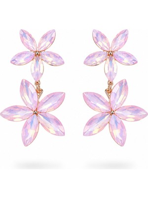 Serelya Pembe Kristal Çiçek Küpe