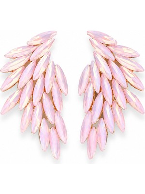 Serelya Pembe Renk Kristal Taşlı Kanat Küpe