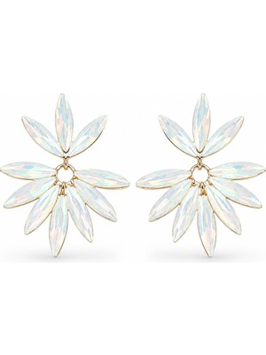 Serelya Beyaz Renk Kristal Taşlı Lotus Model Kadın Küpe
