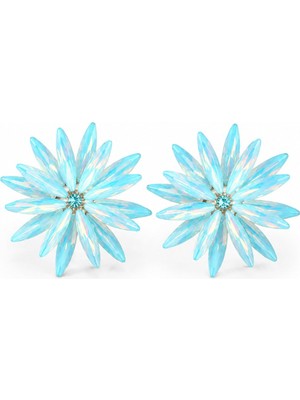 Serelya Lotus Model Buz Mavisi Renk Kristal Taşlı Kadın Küpe