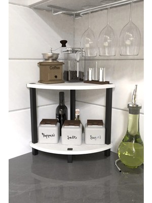 The Violett Gusto 2 Katlı Mutfak Rafı | Tezgah Üstü Çok Amaçlı Mutfak Düzenleyici | Dekoratif Mutfak Raf Ünitesi ve Organizer - Beyaz