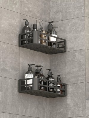 Eco Lounge Duş Içi Yapışkanlı Banyo Rafı 2’li Set Delme Yok Güçlü Yapışkan Bantlı Organizer