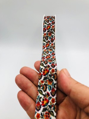 DUCK HOBY 5 Metre Desenli Kadife Kurdele 25 mm, Keten, Saten, Kadife, ohça, Süsleme, Çeyiz, Gelin, Nişan, Söz, Paketleme, Fiyonk