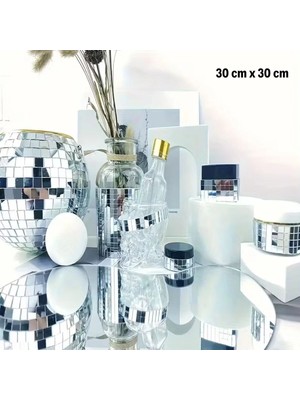 Eco Lounge Kare Silver Cam Mozaik Fayans Çıkartmaları El Işi Kare Cam Fayans Kendinden Yapışkanlı Aynalı Dekor Panel 30X30 cm