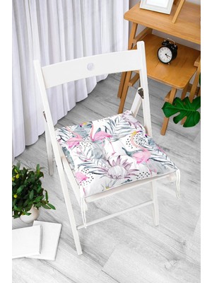 Rem Home Remhome Flamingo Desenli Dijital Baskılı Pofidik Sandalye Minderi
